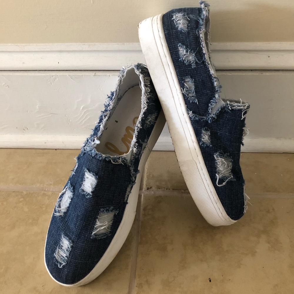 Sam Edelman denim slip on canvas sneakers